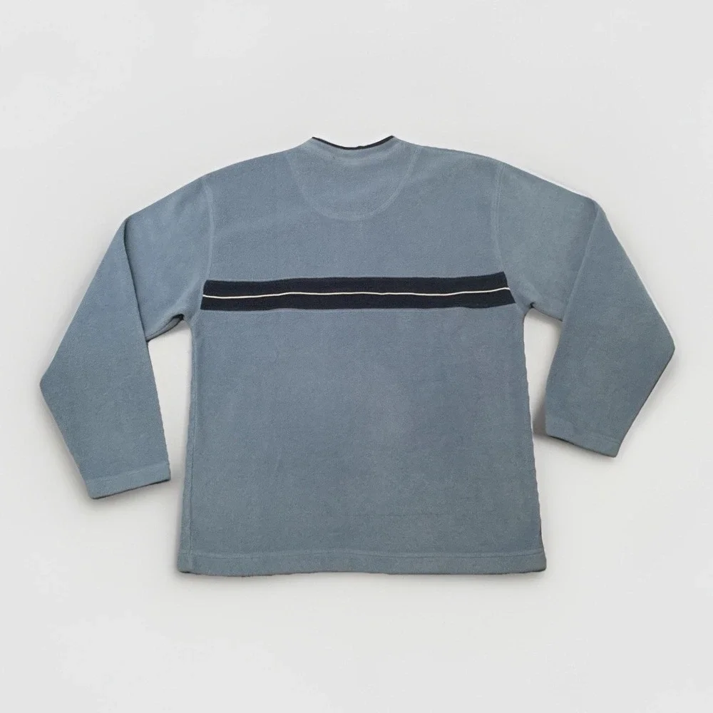 Vintage Gap Long Sleeve Shirt Terry Cloth Blue Racing Stripe 90s Streetwear Soft - Picture 2 of 7